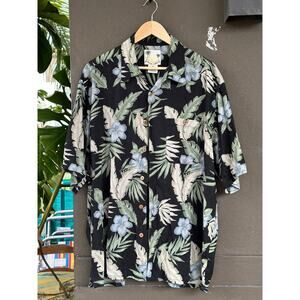 Vintage 90s Banana Cabana 100% Silk Men’s XL Floral Hawaiian Button Up Shirt